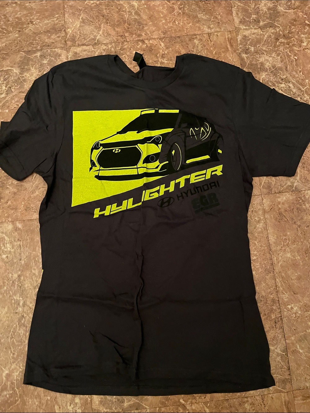 District Black T‑Shirt with Neon Yellow Car Graphic